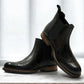 Black Genuine Leather Men's brogue Chelsea Boots For Casual
