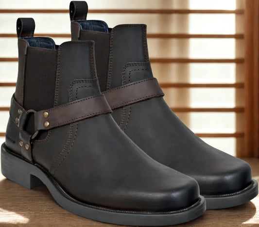 Brown Genuine Leather Riding Boots For Men