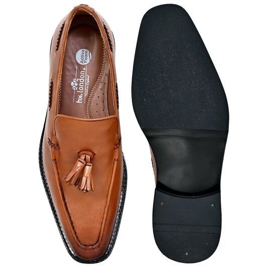 Tan Leather Tassel Formal Loafers