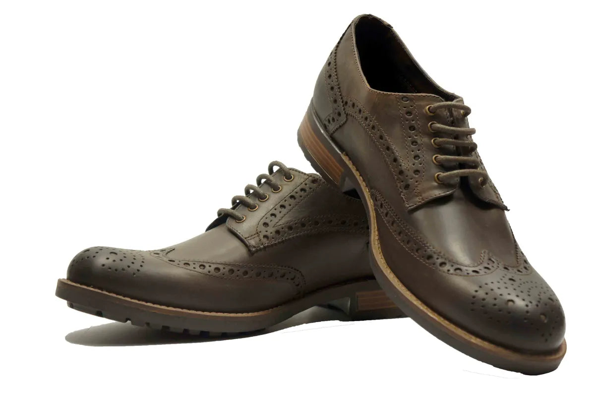 Brown Genuine Leather Lace-Up Shoes For Men