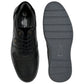 Black Leather Men Perforations Round Toe Lightweight Sneaker