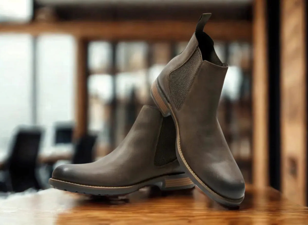 Brown Genuine Leather Men's Chelsea Boots For Casual & Party Wear