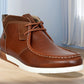 Tan Leather Formal Lace-Up Chuckka Boots For Men