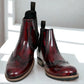Burgundy Genuine Leather Men's brogue Chelsea Boots For Casual & Party Wear