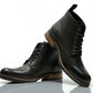 Black Genuine Leather Men's brogue lace-up boots for Casual Wear