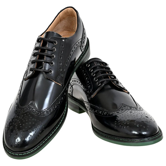 Black Brush-Off Leather Brogues Formal Derby Shoes